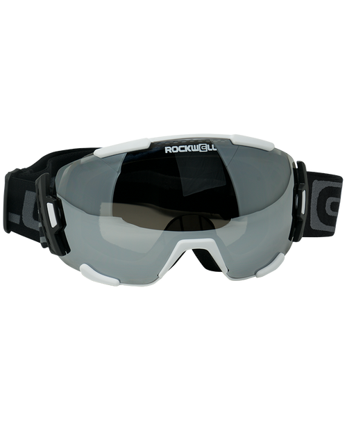 Bomber Goggles (White w/Silver Mirror Lens) - Rockwell