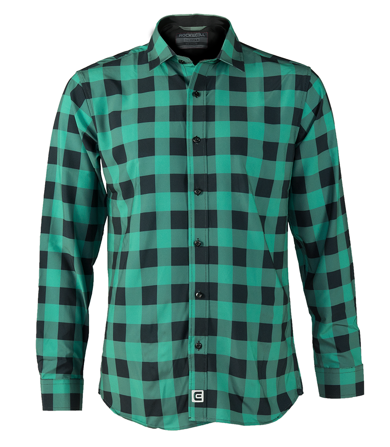Green and Black Plaid Titan Button up Long Sleeve Shirt